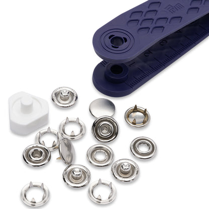 Prym Jersey Press Fasteners and Tools - Silver Capped 12mm - 6pc Detail