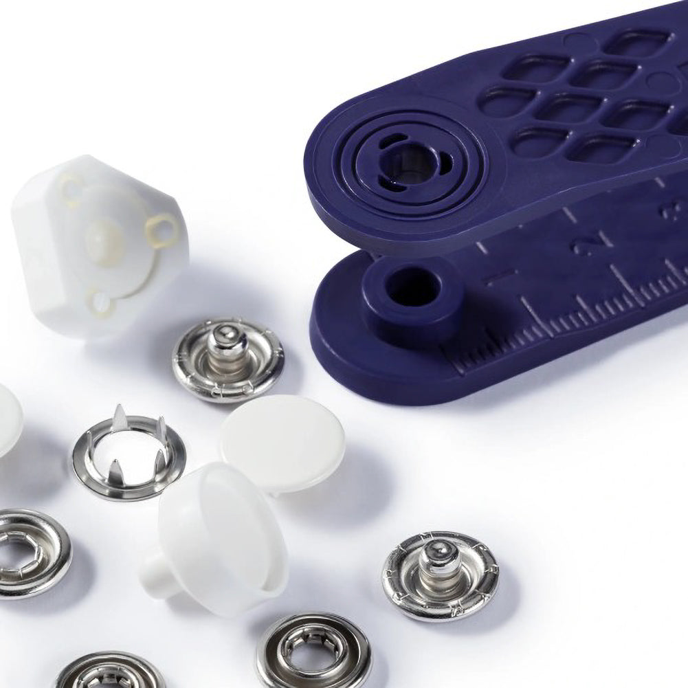 Prym Jersey Press Fasteners and Tools - White Capped 12mm - 6pc Folded