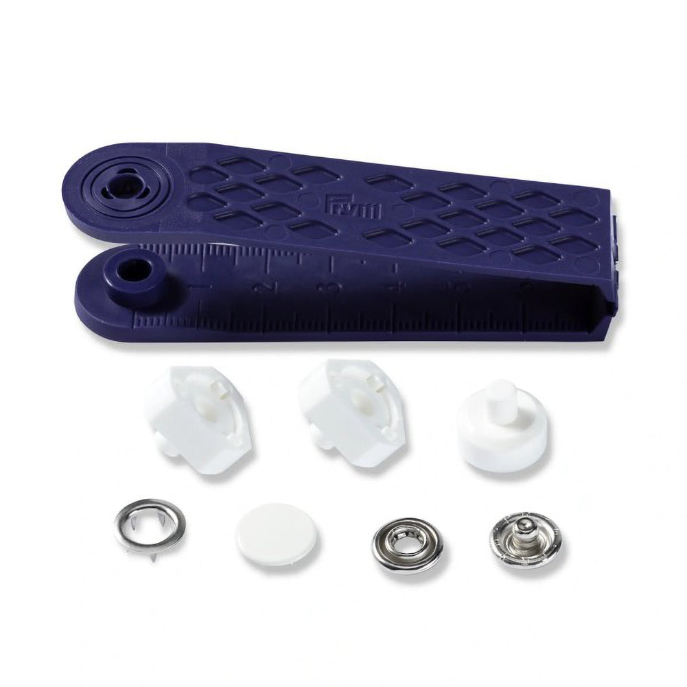 Prym Jersey Press Fasteners and Tools - White Capped 12mm - 6pc Detail
