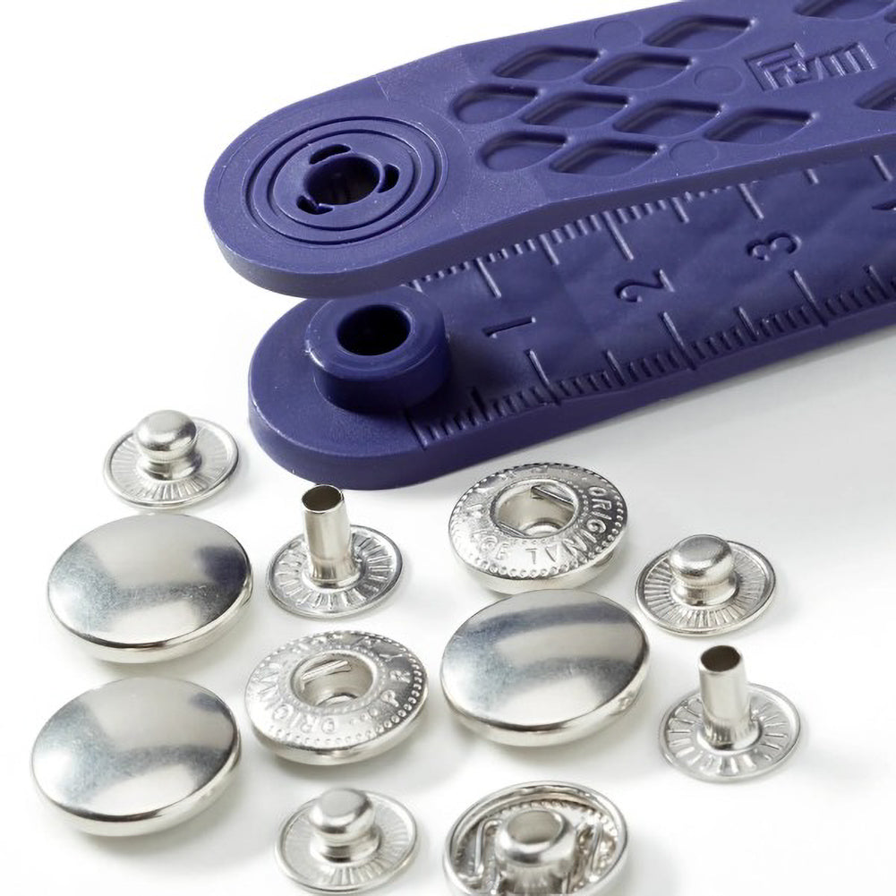 Prym Anorak Press Fasteners with Tools - Silver 15mm - 10pc Folded