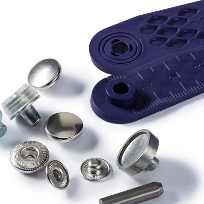 Prym Anorak Press Fasteners with Tools - Silver 12mm - 10pc Folded