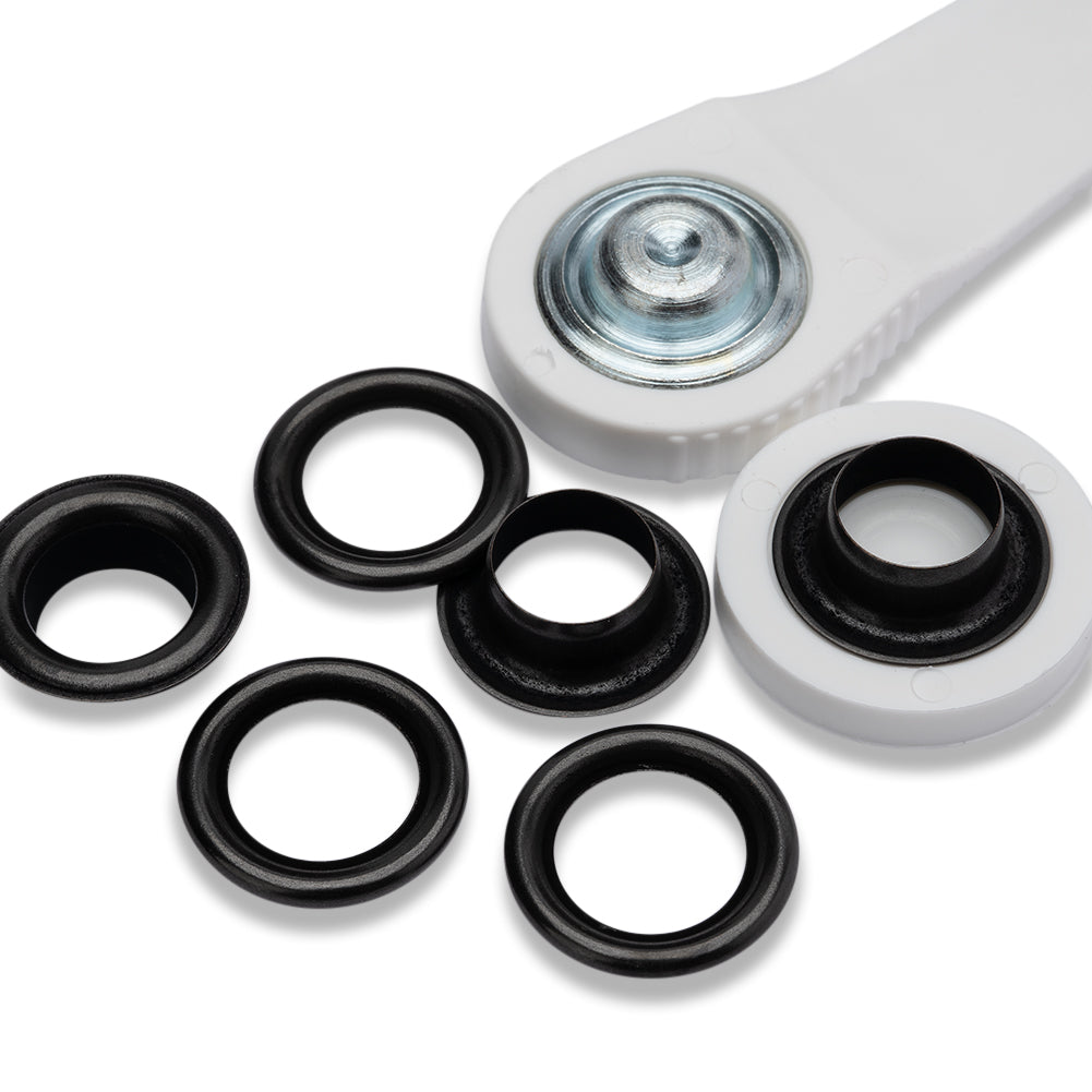 Prym Eyelets with Washers with Tools - Burnished Black 11mm - 15pc Folded