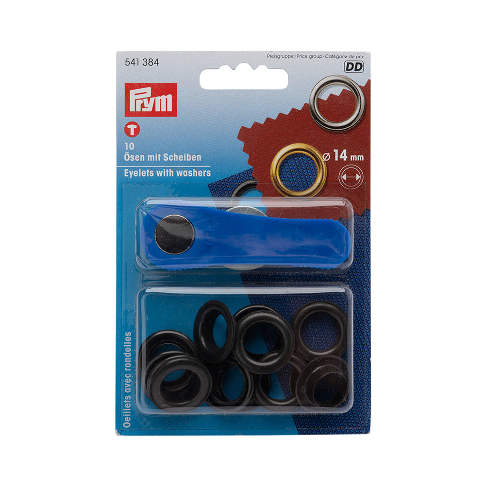 Prym Eyelets with Washers and Tools - Oxidized Black 14mm - 10pc