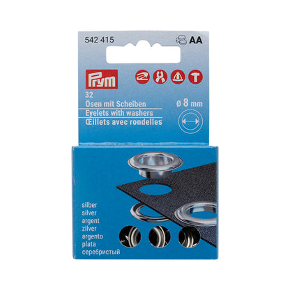 Prym Eyelets with Washers Refill - Silver 8mm - 32pc