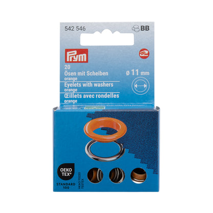 Prym Eyelets with Washers - Orange 11mm - 20pc