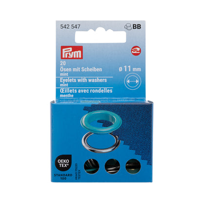 Prym Eyelets with Washers - Mint 11mm - 20pc