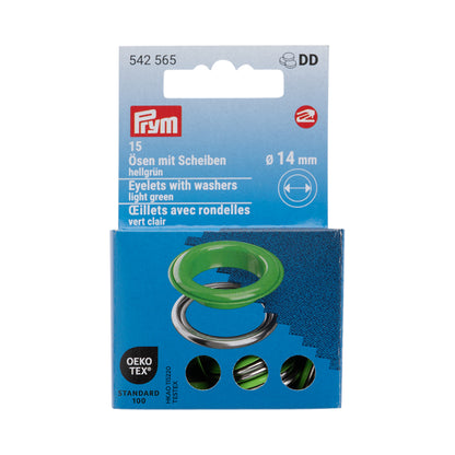 Prym Eyelets with Washers - Light Green 14mm - 15pc