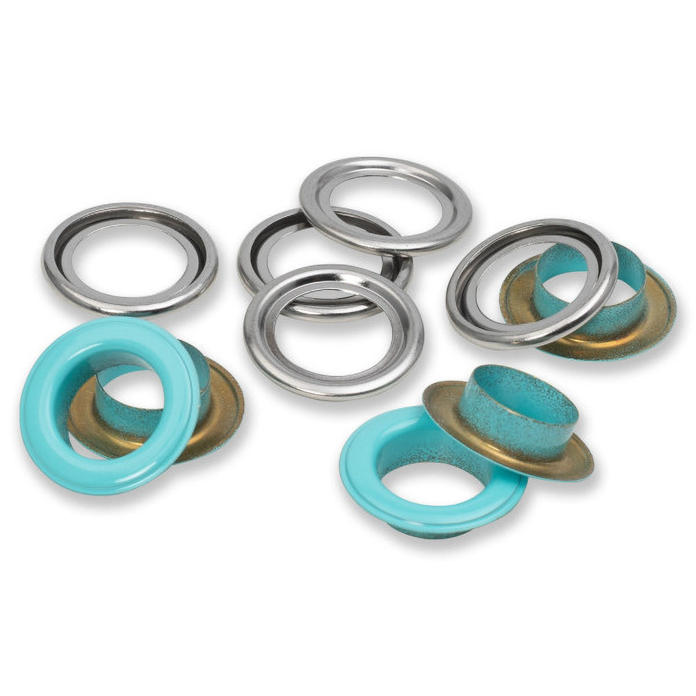 Prym Eyelets with Washers - Mint 14mm - 15pc - Folded