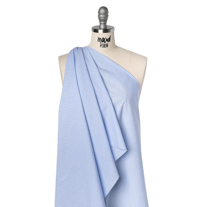 Cotton Shirting - Blue Bell and White Chambray Stripes - Deadstock