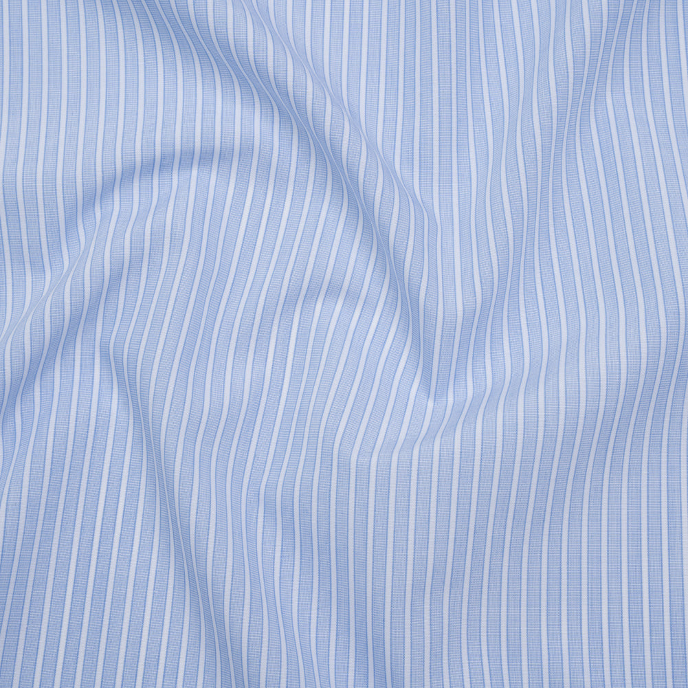 Cotton Shirting - Blue Bell and White Chambray Stripes - Deadstock