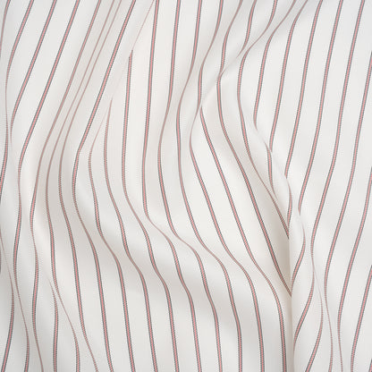 Acetate Twill Lining - White, Black and Red Stripes - Deadstock