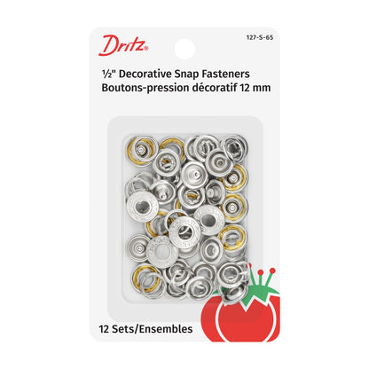 Dritz Decorative Snap Fasteners - 12mm Nickel - 12 sets