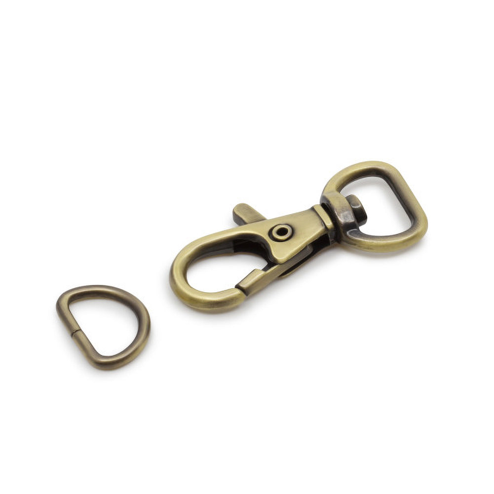 Dritz Small Swivel Hook & D-Ring - 1/2" Antique Brass - 1 set - Folded