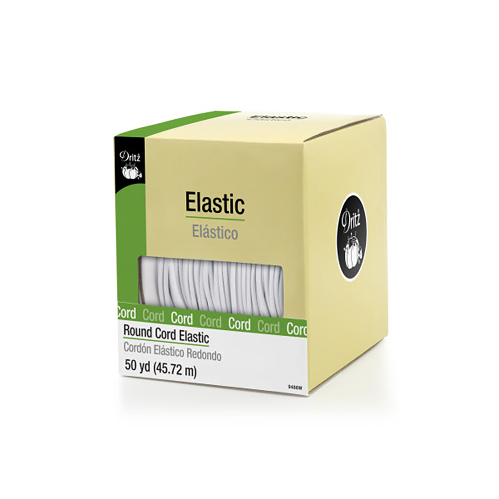Dritz Round Cord Elastic - White - 50yds