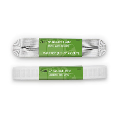 Dritz Non-Roll Elastic - White - 0.75" x 3yds
