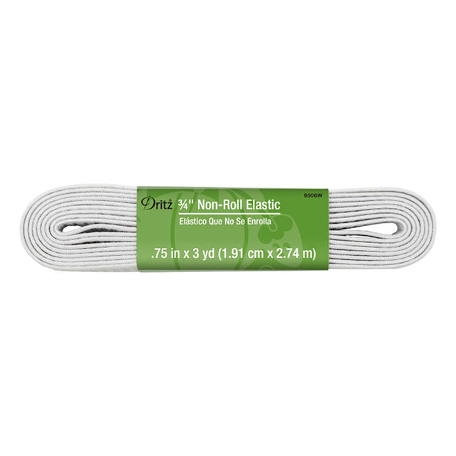 Dritz Non-Roll Elastic - White - 0.75" x 3yds
