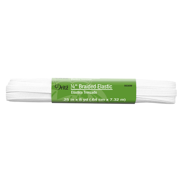 Dritz Braided Elastic - White - 0.25" x 8yds