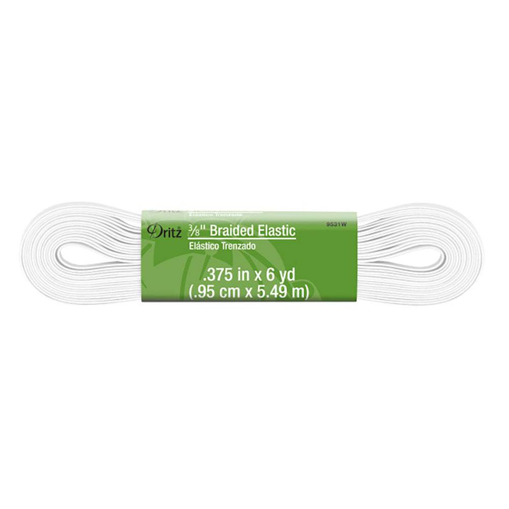 Dritz Braided Elastic - White - 0.375" x 6yds