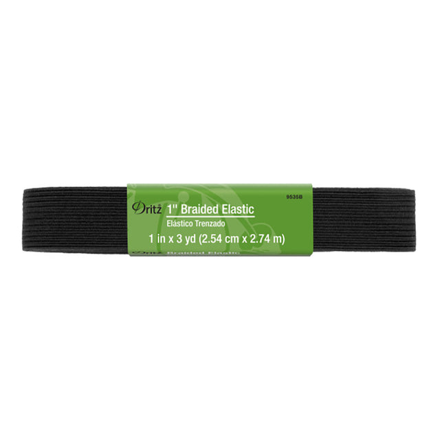 Dritz Braided Elastic - Black - 1" x 3yds