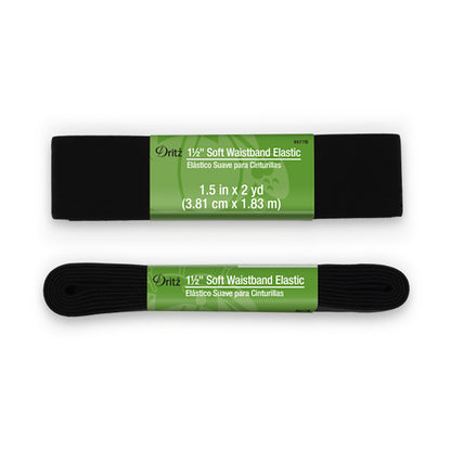 Dritz Soft Waistband Elastic - Black - 1.5" x 2yds