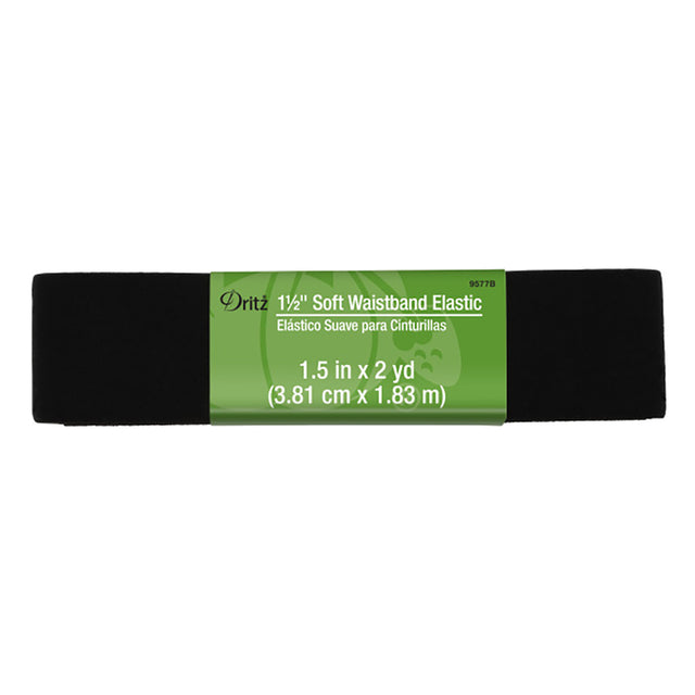 Dritz Soft Waistband Elastic - Black - 1.5" x 2yds