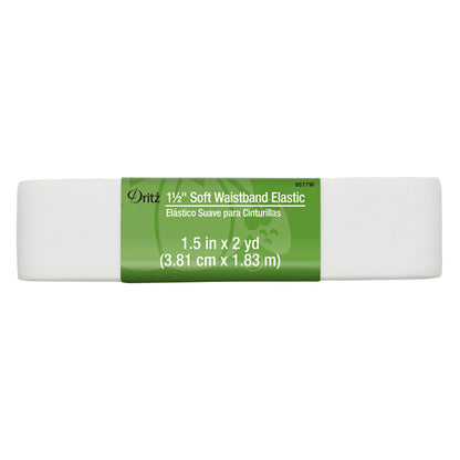 Dritz Soft Waistband Elastic - White - 1.5" x 2yds