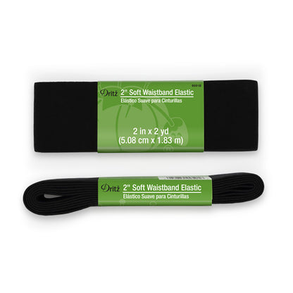 Dritz Soft Waistband Elastic - Black - 2" x 2 YD Folded