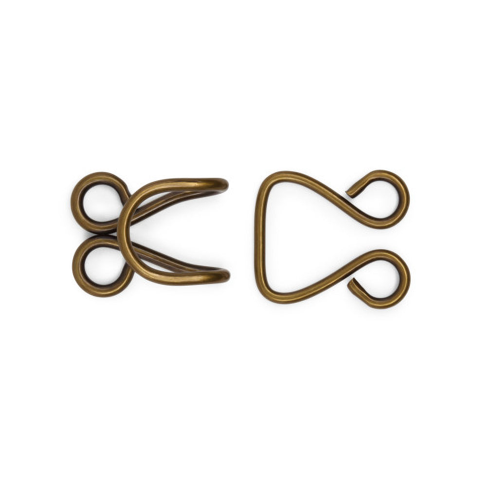 Dritz Extra-Large Hooks & Eyes - Antique Brass - 3 Sets - Full