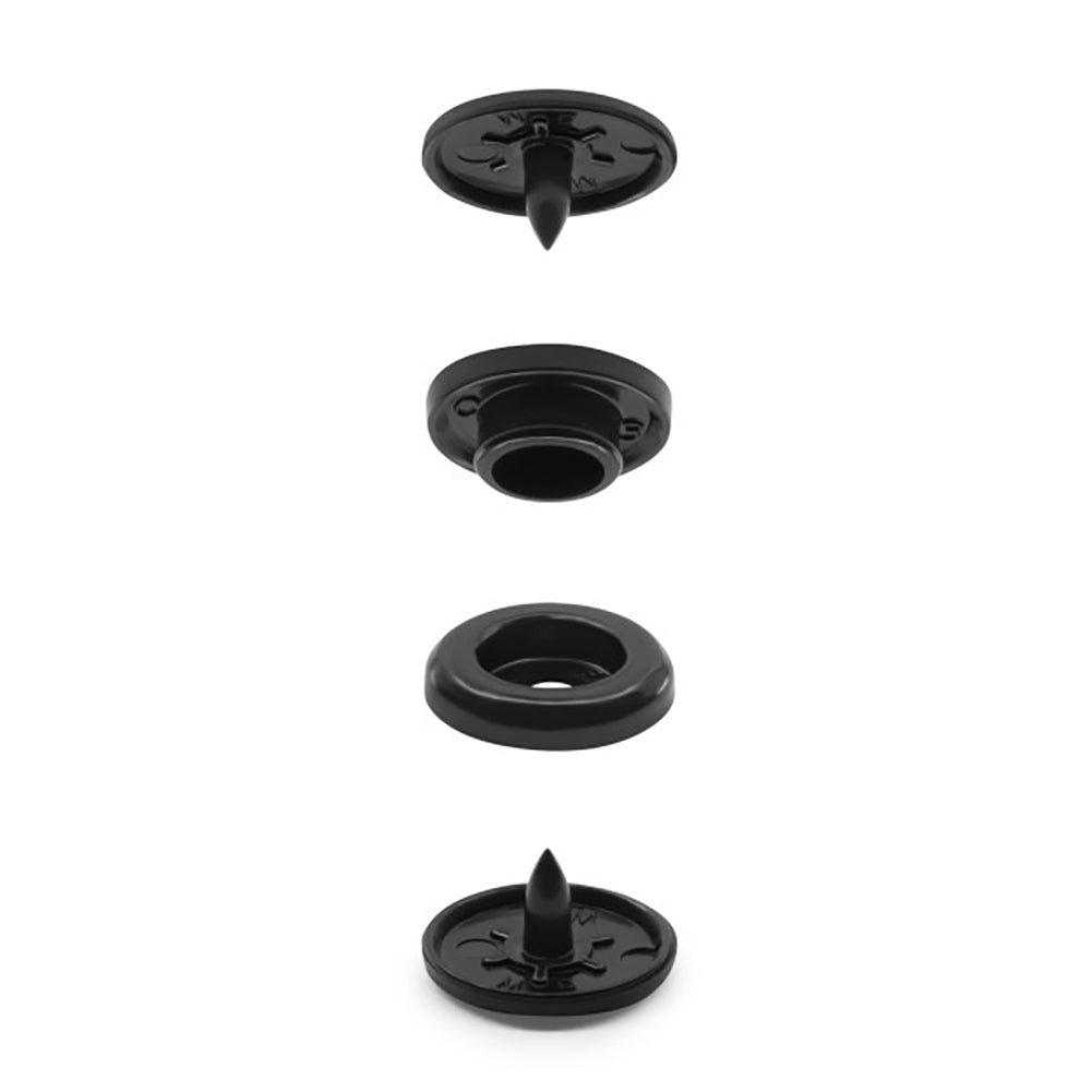 Dritz Plastic Round Snaps - Black - 0.5", 12 SETS - Folded
