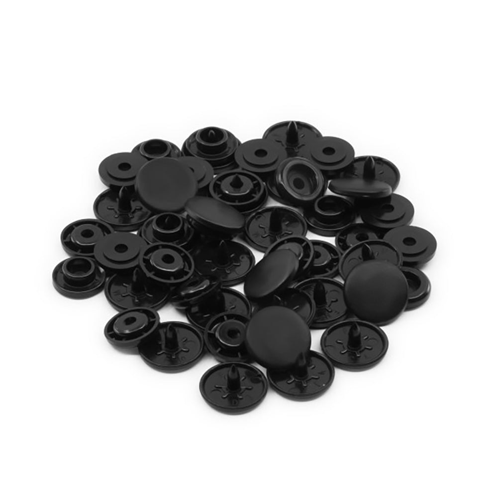 Dritz Plastic Round Snaps - Black - 0.5", 12 SETS - Drape