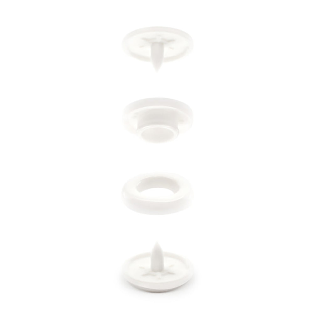 Dritz Plastic Round Snaps - White - 0.5", 12 SETS - Folded