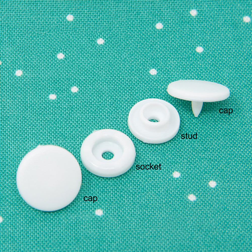 Dritz Plastic Round Snaps - White - 0.5", 12 SETS - Full