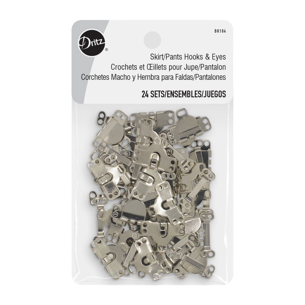 Dritz Skirt/Pants Hooks & Eyes - Nickel - 24 Sets