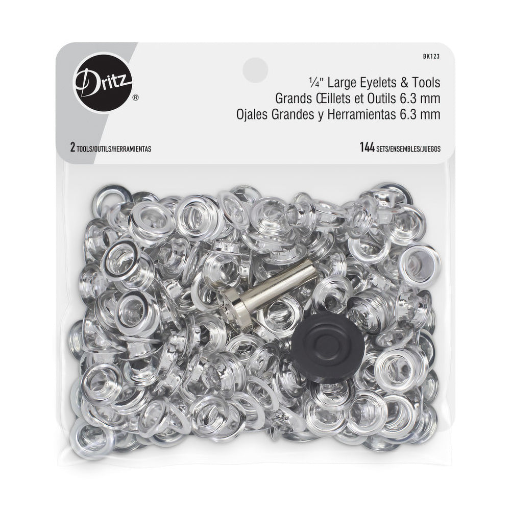 Dritz Large Eyelet Kit - Nickel 1/4" Eyelets - 144 Sets + Eyelet Tools
