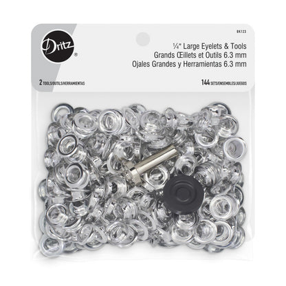 Dritz Large Eyelet Kit - Nickel 1/4" Eyelets - 144 Sets + Eyelet Tools