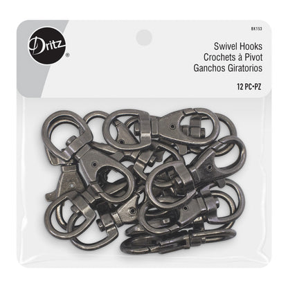 Dritz Swivel Hooks - Gunmetal - 12pc