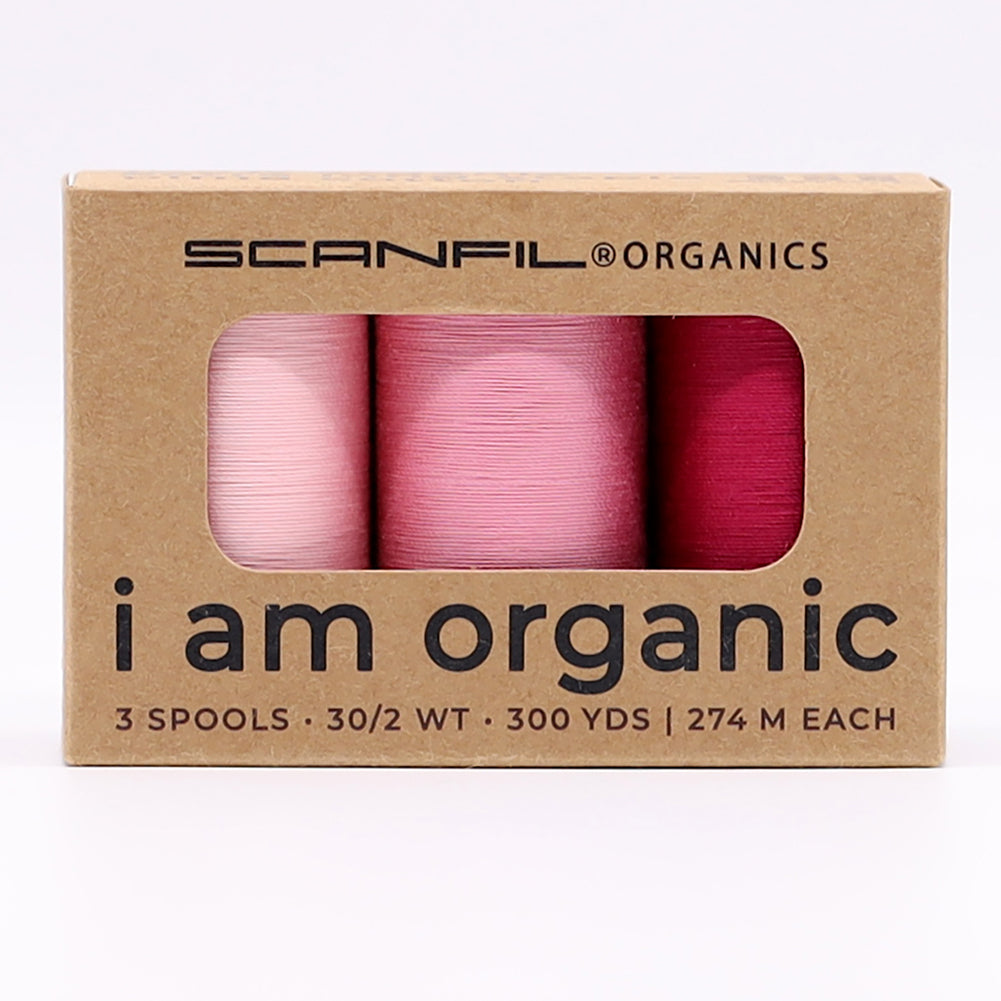 SCANFIL® 30wt Organic Pima Cotton Thread Trio Set - 3ct 300yd Spools - Pretty Pinks - Drape - Image 6 of 9