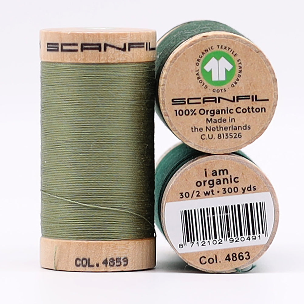 SCANFIL® 30wt Organic Pima Cotton Thread Trio Set - 3ct 300yd Spools - Foresty Greens Full