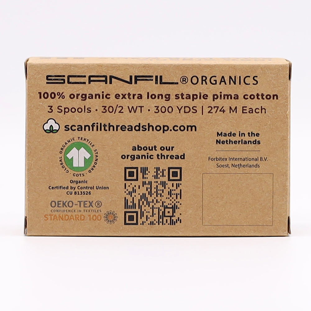 SCANFIL® 30wt Organic Pima Cotton Thread Trio Set - 3ct 300yd Spools - Foresty Greens Drape