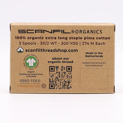 SCANFIL® 30wt Organic Pima Cotton Thread Trio Set - 3ct 300yd Spools - Foresty Greens Drape
