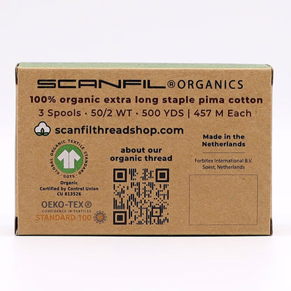SCANFIL® 50wt Organic Pima Cotton Thread Trio Set - 3ct 500yd Spools - Sunshine Yellows Folded