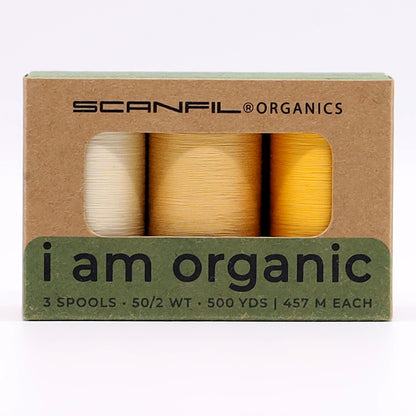 SCANFIL® 50wt Organic Pima Cotton Thread Trio Set - 3ct 500yd Spools - Sunshine Yellows Drape