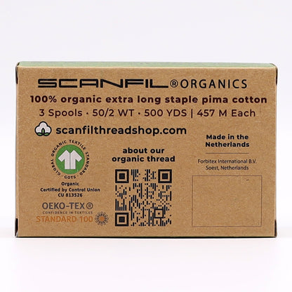 SCANFIL® 50wt Organic Pima Cotton Thread Trio Set - 3ct 500yd Spools - Earthy Browns Folded