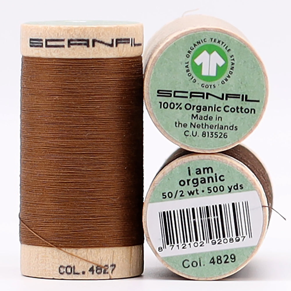 SCANFIL® 50wt Organic Pima Cotton Thread Trio Set - 3ct 500yd Spools - Earthy Browns Full