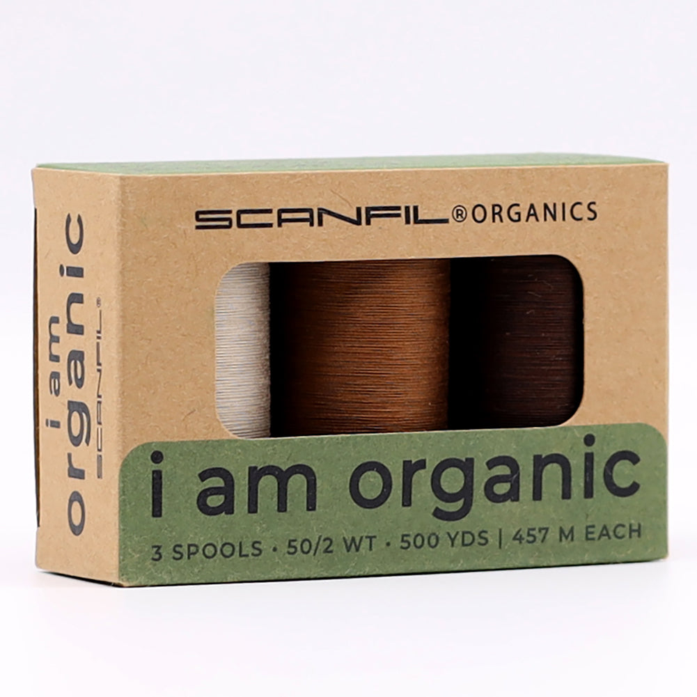 SCANFIL® 50wt Organic Pima Cotton Thread Trio Set - 3ct 500yd Spools - Earthy Browns - Full - Image 5 of 5