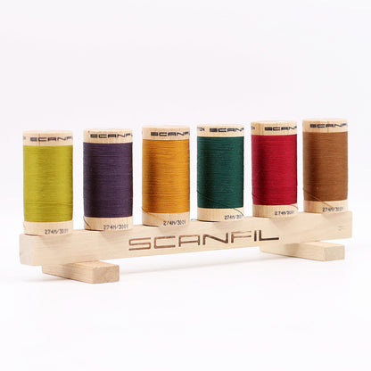 SCANFIL® 30wt Organic Pima Cotton Thread Set - 6ct 300yd Spools & Wood Rack - Harvest Time Package