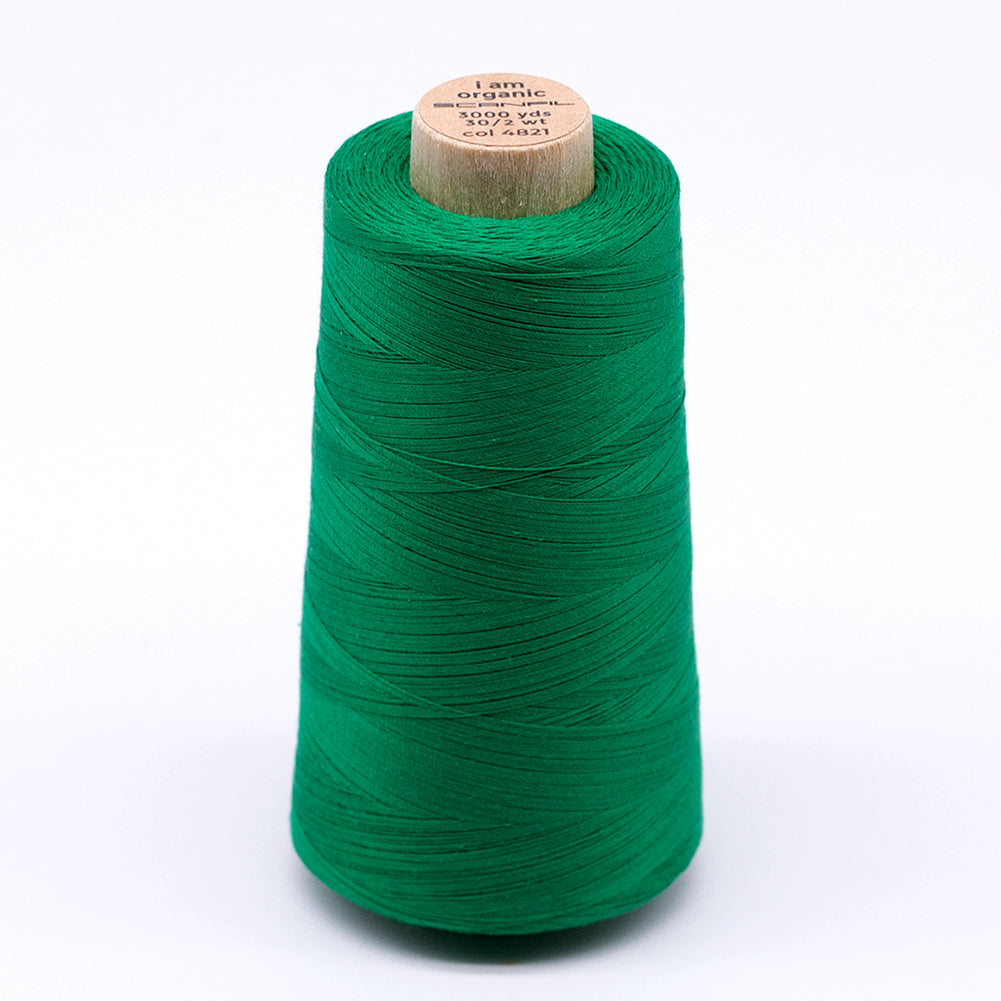 SCANFIL® 30wt Organic Pima Cotton Thread 3000 yd Cone - 4821 Jolly Green