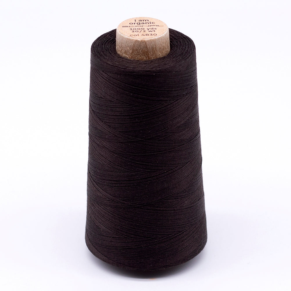 SCANFIL® 30wt Organic Pima Cotton Thread 3000 yd Cone - 4830 Licorice