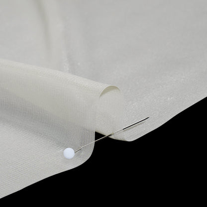 Liquid Sheen Metallic Polyester Chiffon - Silver on Beige - Liquid Sheen Chiffon Collection Full