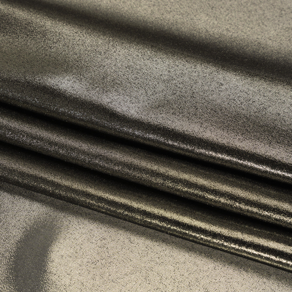 Liquid Sheen Metallic Polyester Chiffon - Gold on Black - Liquid Sheen Chiffon Collection - Detail